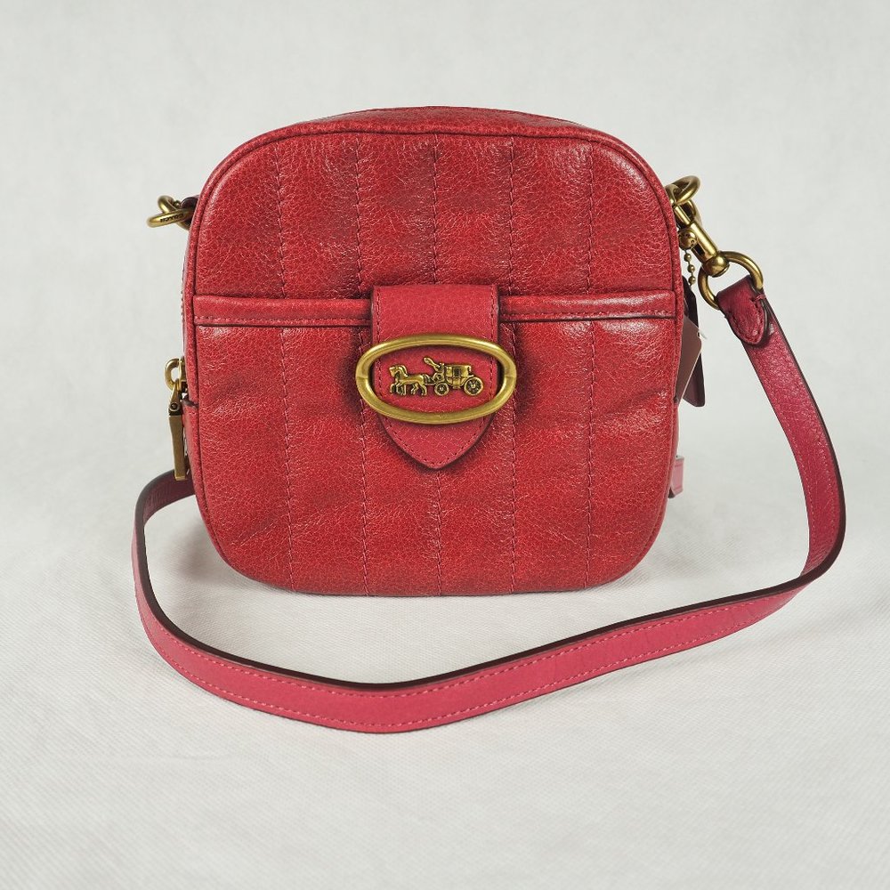 Coach Women's Kat Camera Bag Quilting Polished Grain Leather Dusty Pink 88230